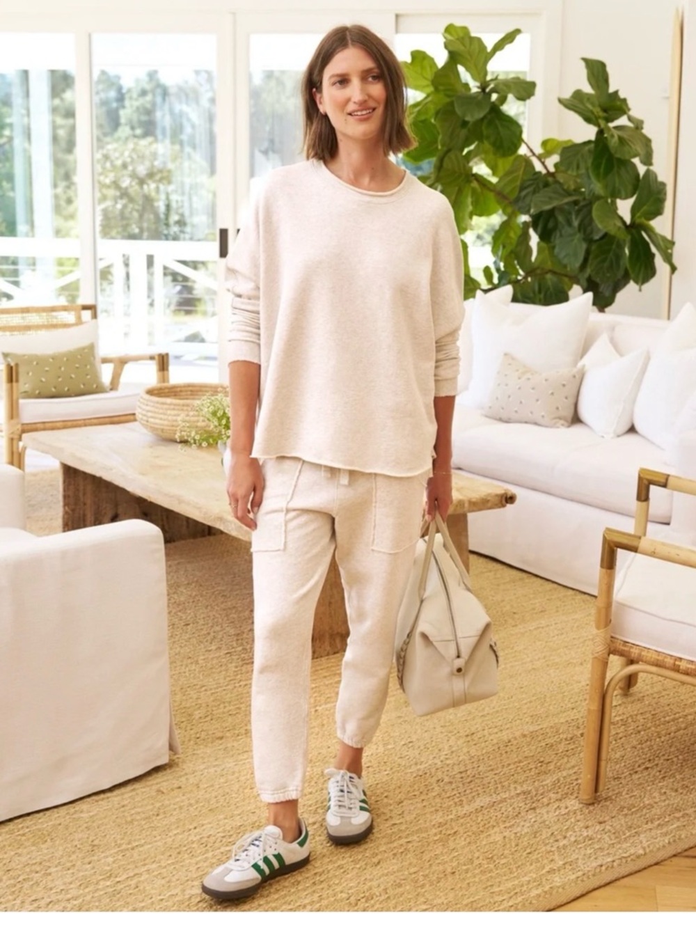 Frank & Eileen winter white Anna triple fleece top Medium READ NOTES
